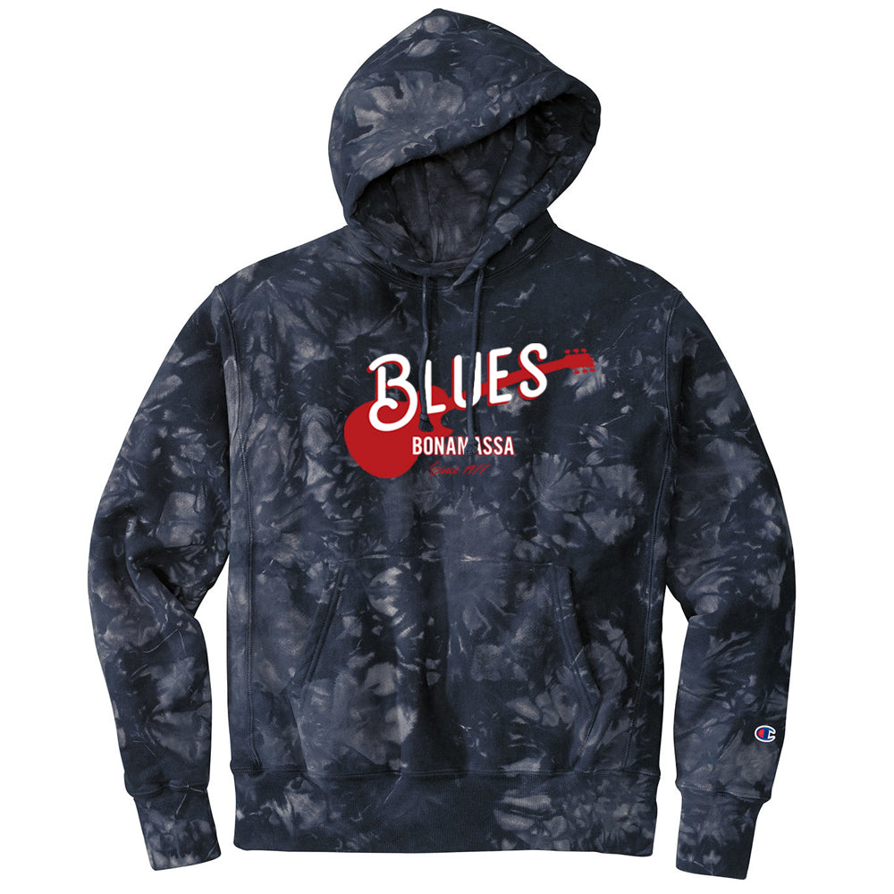 Certified Blues Champion Reverse Weave Tie Dye Hoodie Unisex 3XL Navy