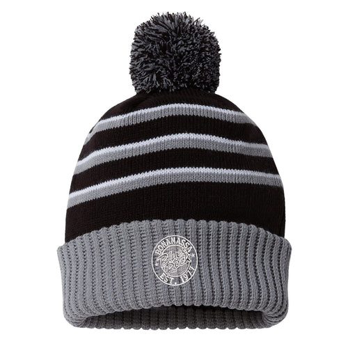 Classic Blues Stripe Pom Beanie