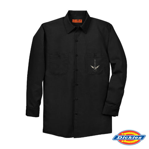 Blues Rock Lives On Dickies Long Sleeve Work Shirt (Men)