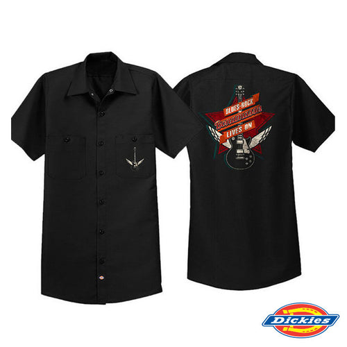 Blues Rock Lives On Dickies Short Sleeve Work Shirt (Men)