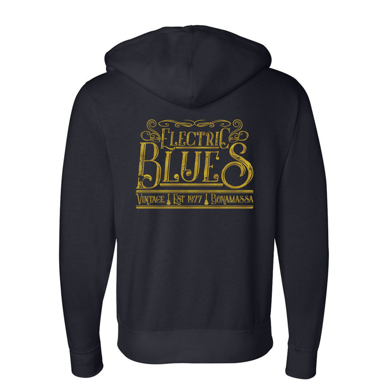 Vintage Electric Blues Zip-Up Hoodie (Unisex)