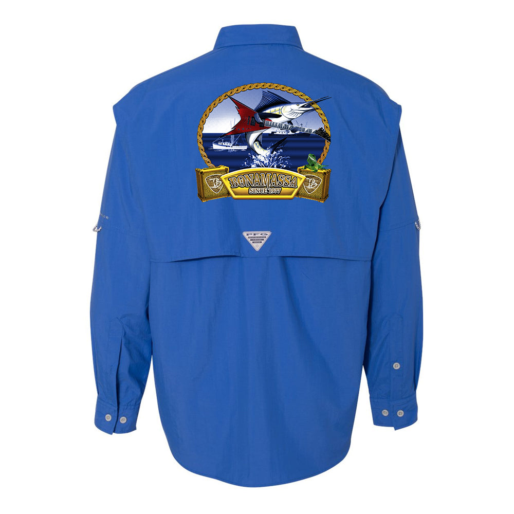 Flying V Fish Columbia PFG Bahama II Long Sleeve (Men) Medium / Vivid Blue
