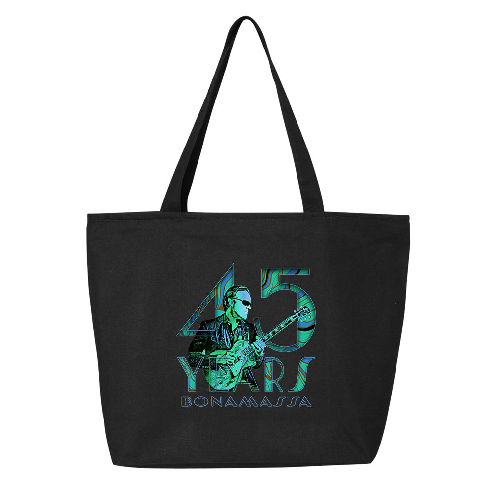 45 Years of Blues Zippered Tote Bag - Green Logo
