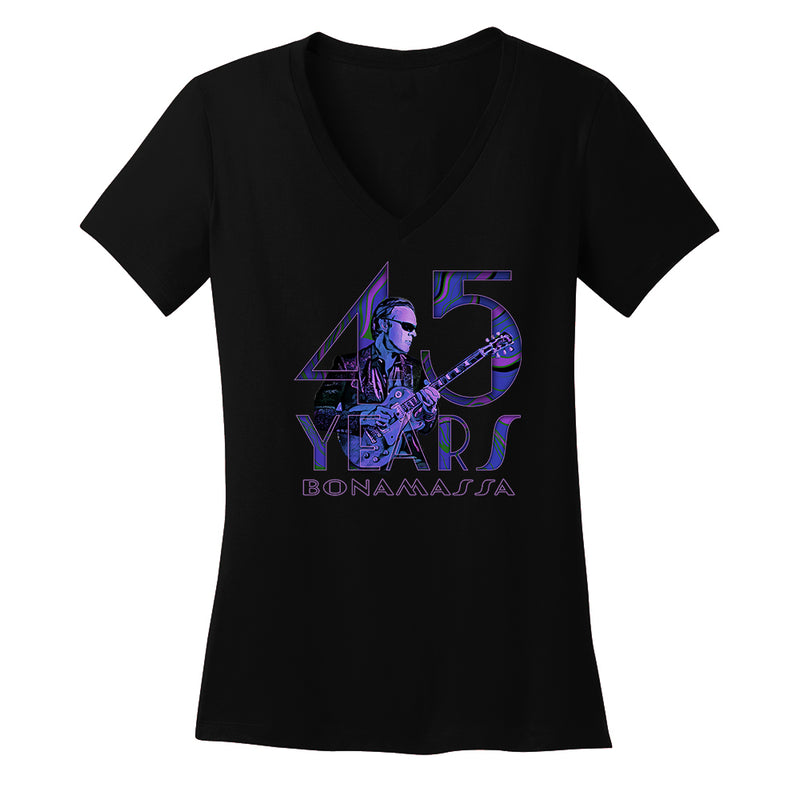 45 Years of Blues V-Neck (Women) - Purple Logo