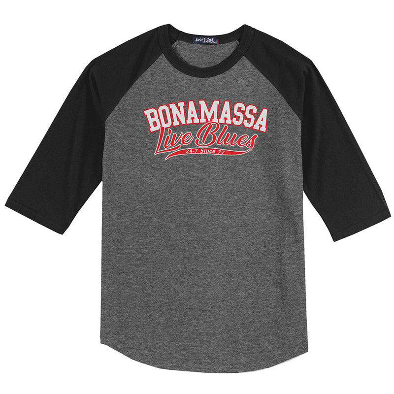 Vintage Bonamassa Baseball Colorblock Raglan 3/4 Sleeve T-Shirt (Men) 5XL / blue/navy