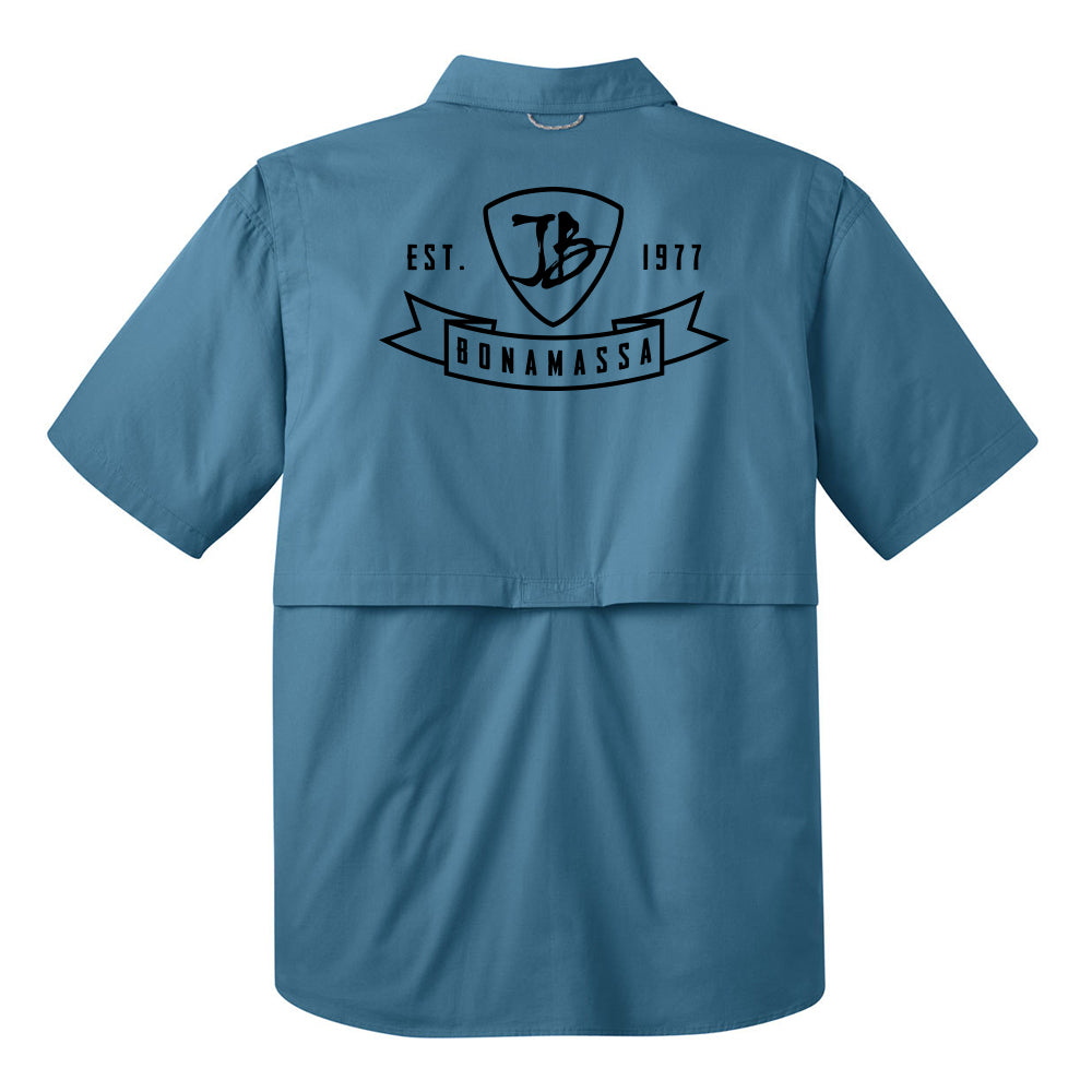 Bonamassa Pick Emblem Eddie Bauer Short Sleeve Fishing Shirt