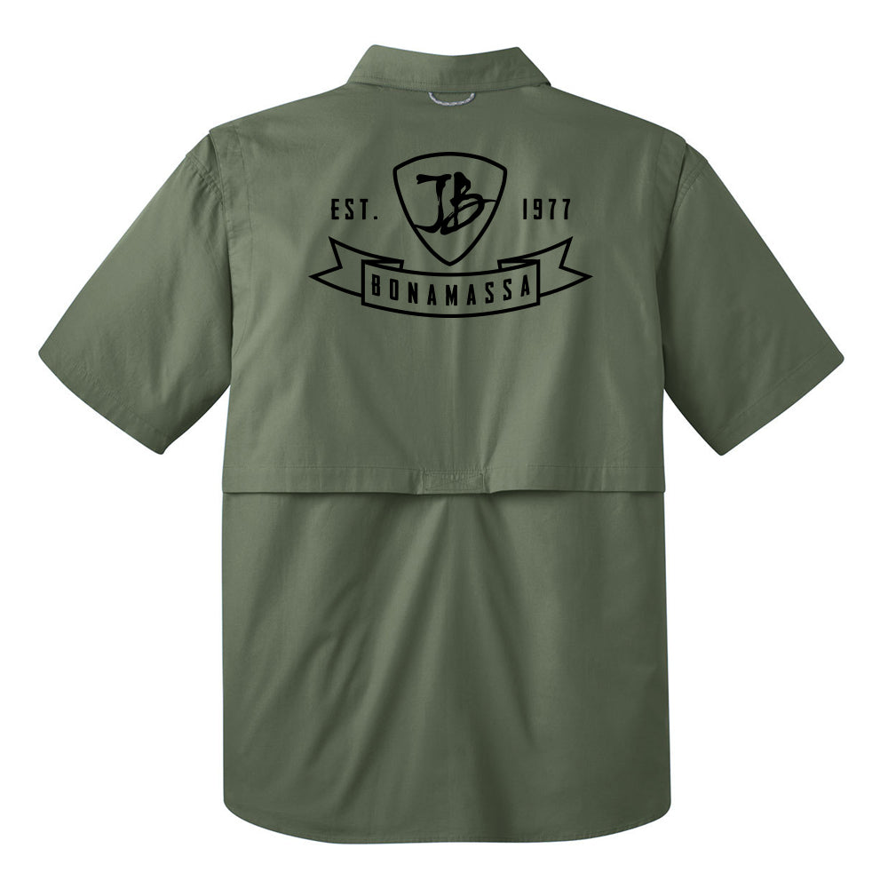 Bonamassa Pick Emblem Eddie Bauer Short Sleeve Fishing Shirt (Men) XL / Green