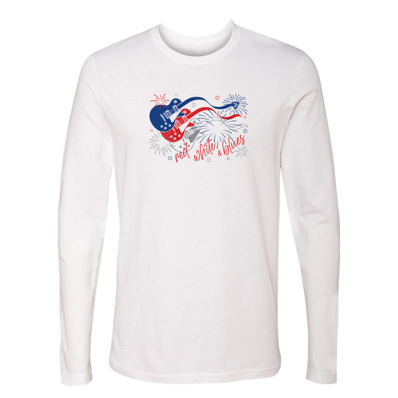 Red, White and Blues Firework Guitars Long Sleeve (Men)