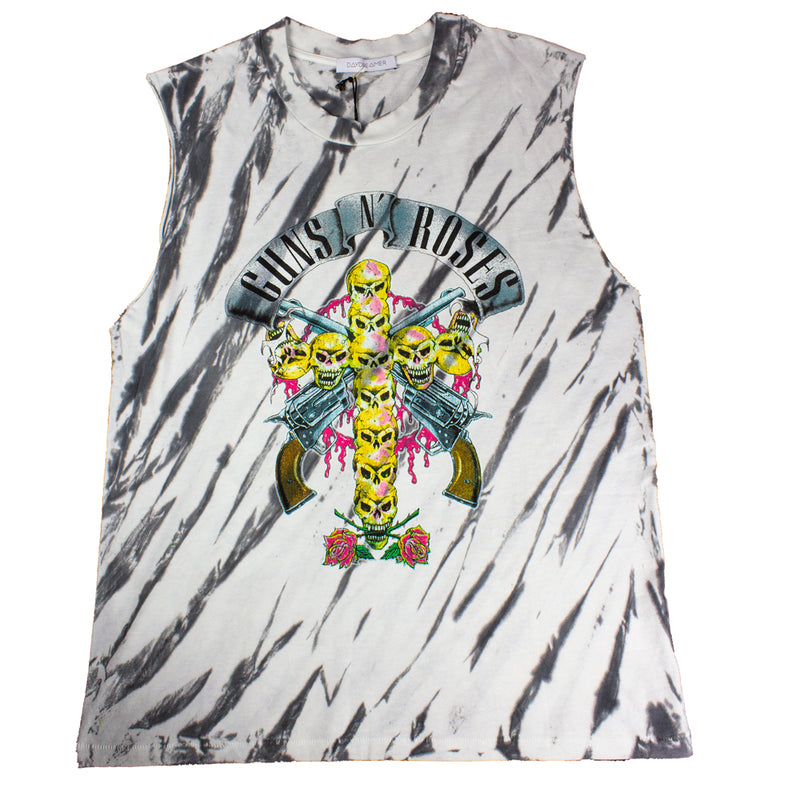 Guns N' Roses Skull Cross Rocker Muscle Shirt - Marble Tie Dye