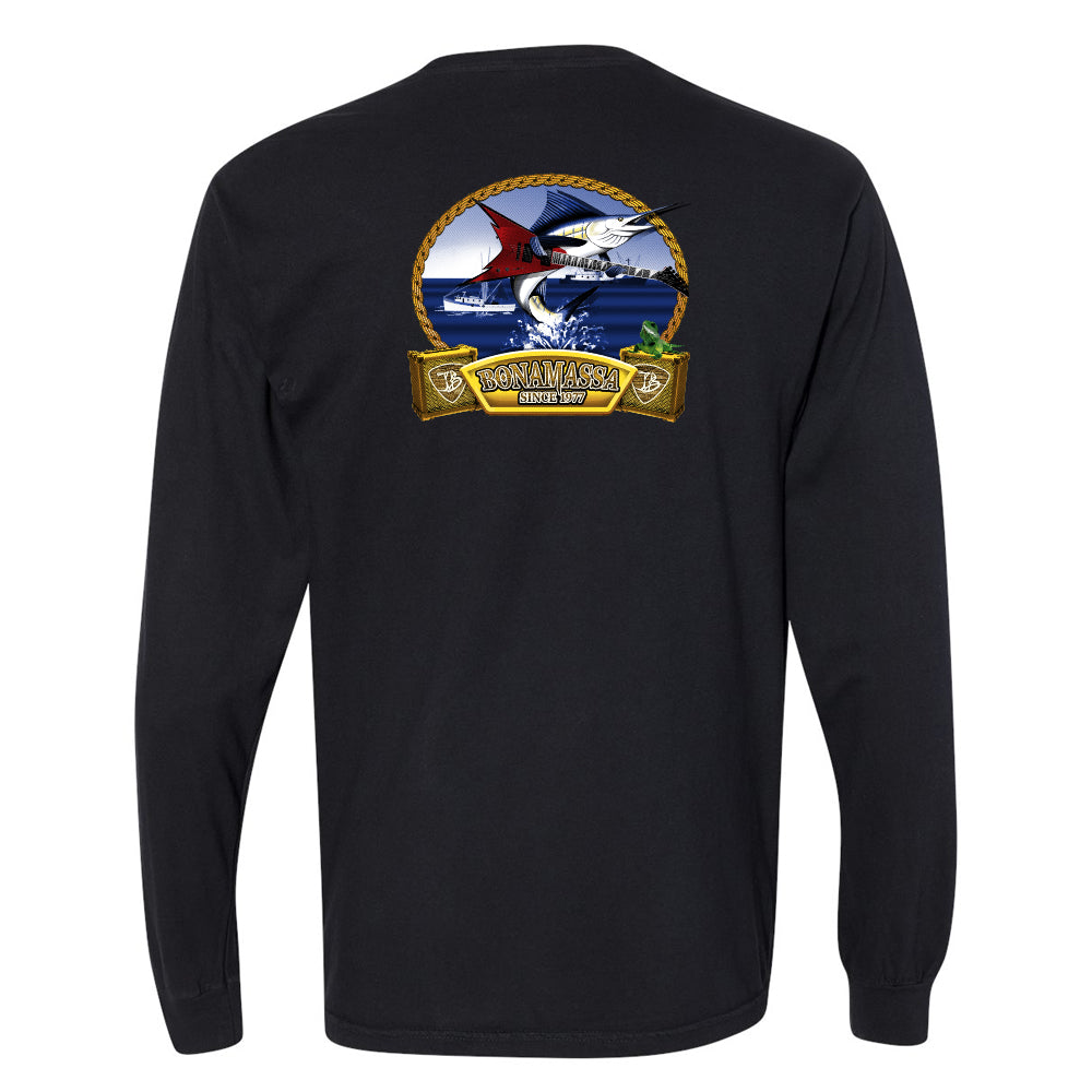 Bonamassa's Flying V Fish Comfort Colors Long Sleeve Pocket T-Shirt (Unisex)