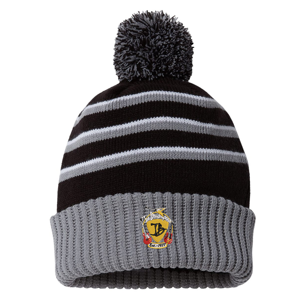 Guitar Trifecta Stripe Pom Beanie - Black/Grey