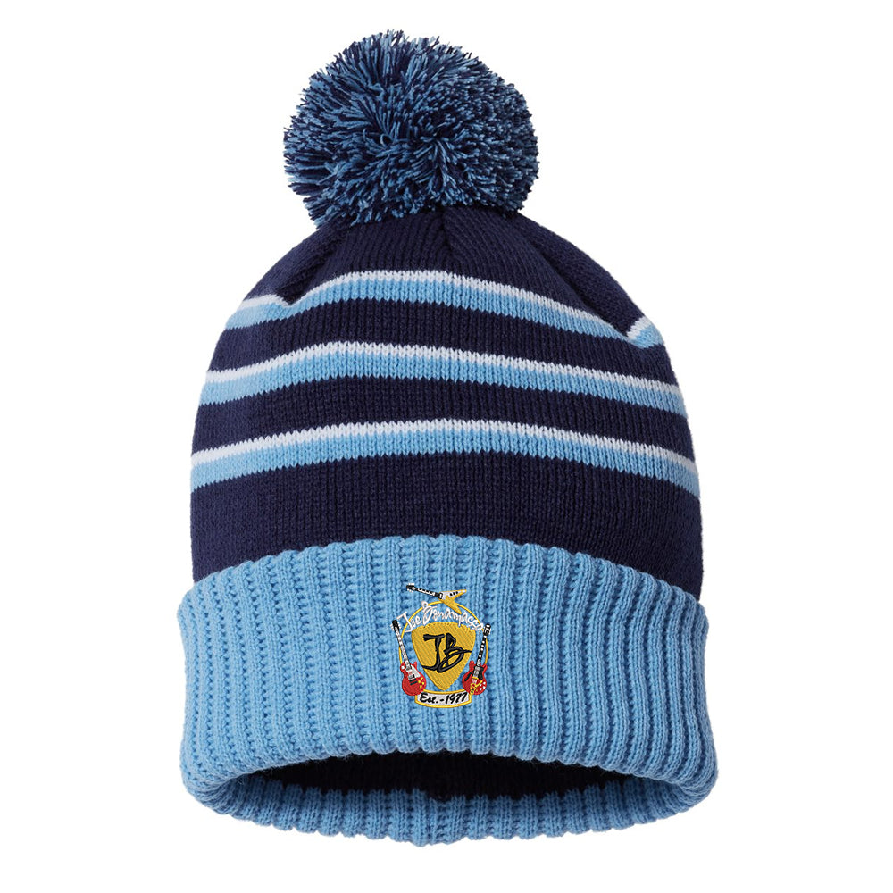 Guitar Trifecta Stripe Pom Beanie - Navy/Light Blue