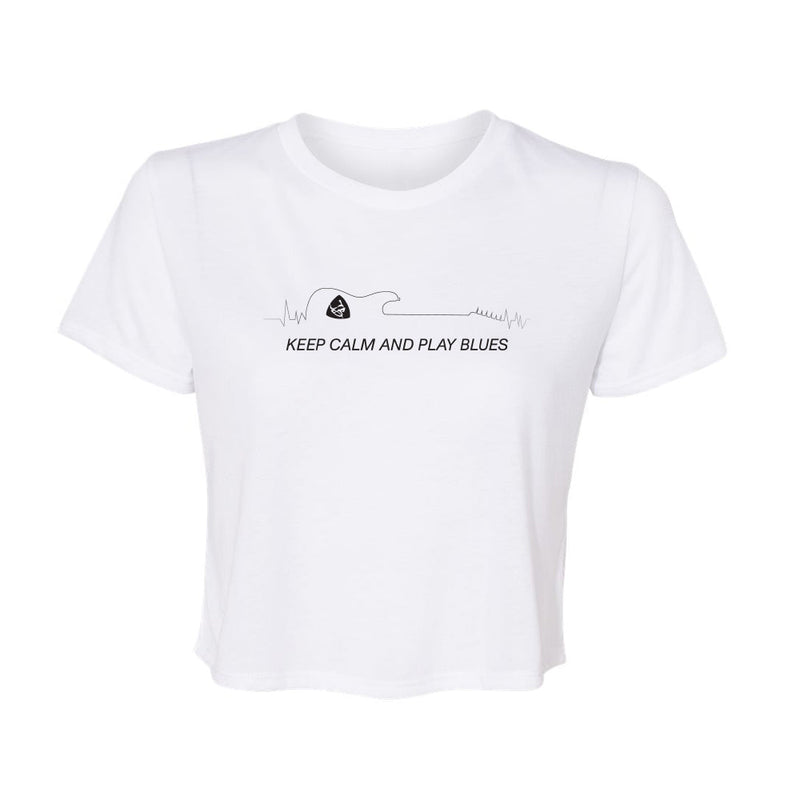 Keep Calm and Play Blues Flowy Crop Top (Women)